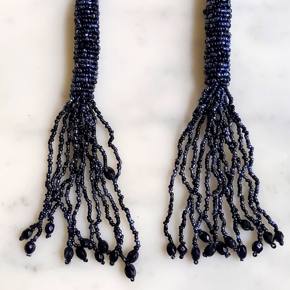 RARE! NWT. Vintage The Limited Multi Strands & Multi Shades Black Beaded Belt. - Picture 2 of 4